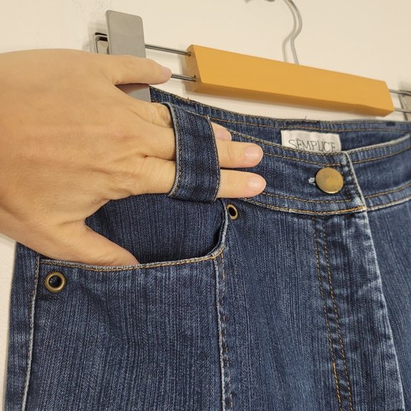 Semplice Blue High Rise Cropped Wide Leg Jeans Ankle Length Cut Pockets Size 8 - Picture 8 of 14